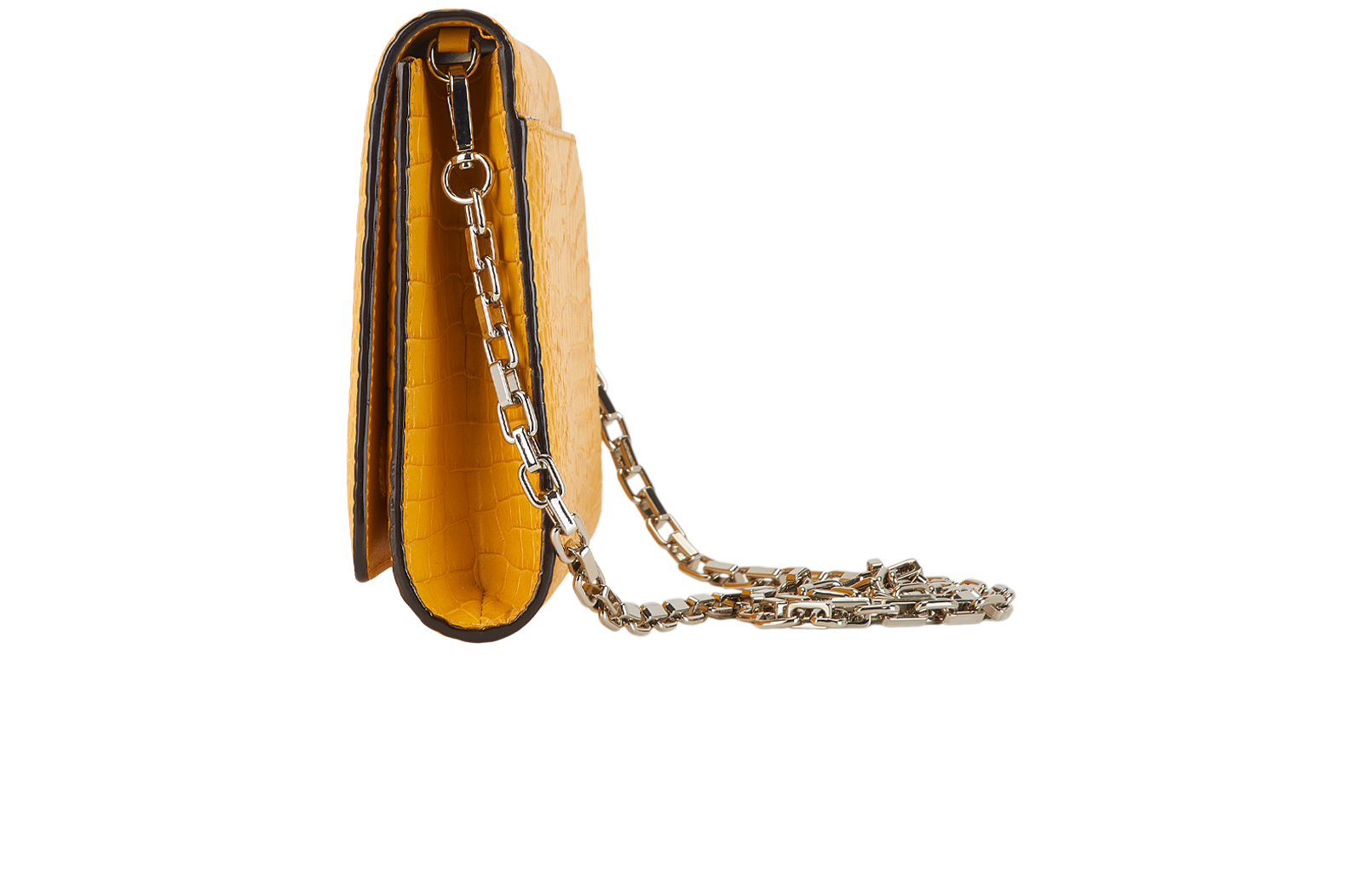 Croc Embossed Varenne Clutch, &pound;420, Handbags, Yellow, Leather, Bottom view